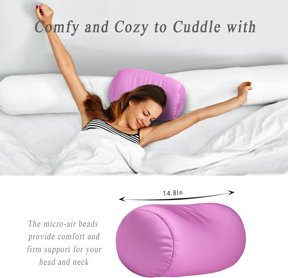 Squishy Microbead Neck Pillow, 7Inch x 12Inch Soft Travel Body Bed Pillow Bean Pillow for Kids Adult Chair Sleeping Car Seat, Fun Dormroom (Sky Blue)