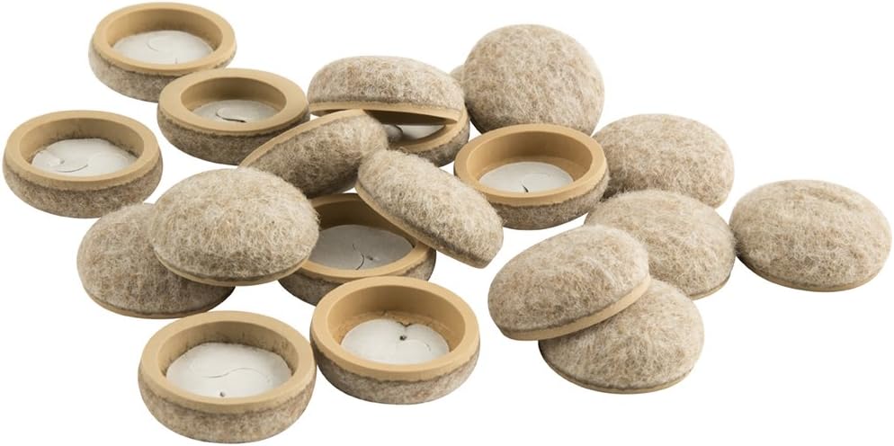 Super Sliders Secure Grip Formed Felt Movers for Furniture to Protect Hard Surfaces, 1.5", Walnut Brown (4 Pack)