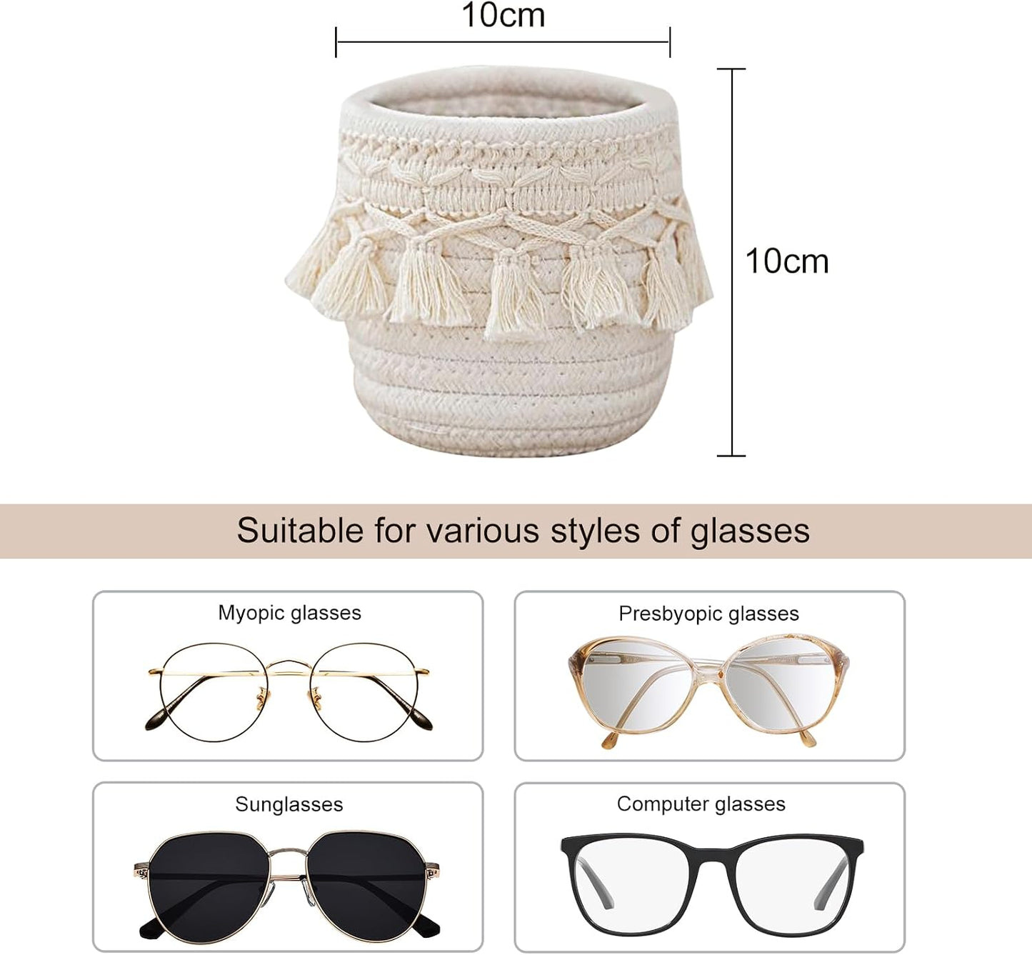 Glasses Holder for Nightstand Bedside Eyeglasses Stand Case with Cleaning Cloth Eye Glass Storage Organizer for Desk