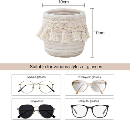 Glasses Holder for Nightstand Bedside Eyeglasses Stand Case with Cleaning Cloth Eye Glass Storage Organizer for Desk