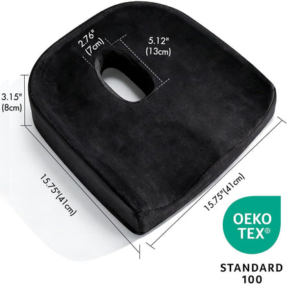 Memory Foam Donut Pillow for Coccyx Sitting Comfort,Large Supportive Seat Cushion with Center Cut-Out Design for Pressure Relief,Comfort Donut Cushion for Home & Office Chairs