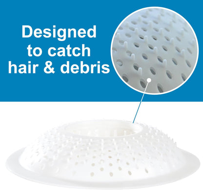 Hairstopper Drain Cover Hair Catcher for Shower and Bathtub, Protects Against Clogs Without Blocking Water Flow, White, 3 Pack | Protects Against Clogs Without Blocking Water Flow, Fits Most Standard Size Shower and Bathtub Drains, 3 Pack