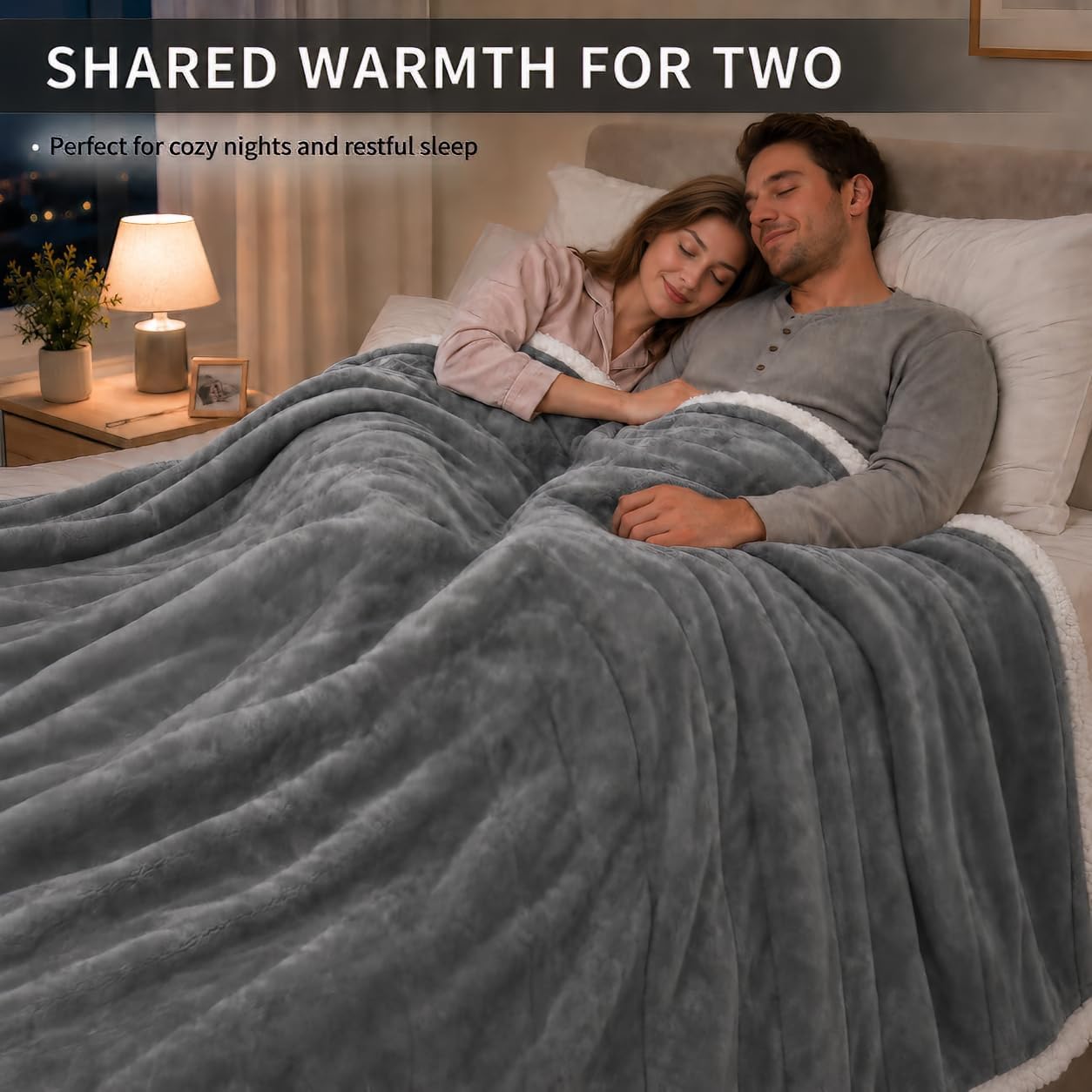 Electric Heated Blanket Full Size 72"x84" – Light Gray | ETL for Safe Overnight, 4 Heat Settings & 10H Auto Off, Dual-Sided Microplush Sherpa for Home Night, Machine washable