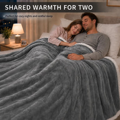 Electric Heated Blanket Full Size 72"x84" – Light Gray | ETL for Safe Overnight, 4 Heat Settings & 10H Auto Off, Dual-Sided Microplush Sherpa for Home Night, Machine washable