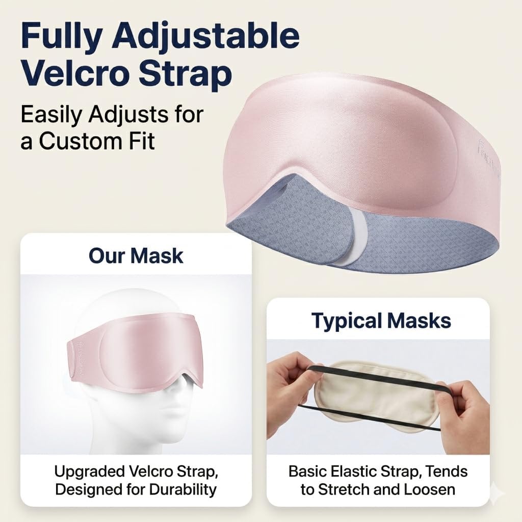 100% Blackout Weighted Sleep Mask: 3D Contoured Eye Mask with Full Coverage for Lash Extension - Soft Memory Foam,Adjustable Size - Eye Cover for Airplane Travel Essential,Meditation Blindfold
