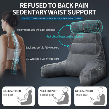 26" Reading Pillow for Sitting Up in Bed, Backrest with Arms