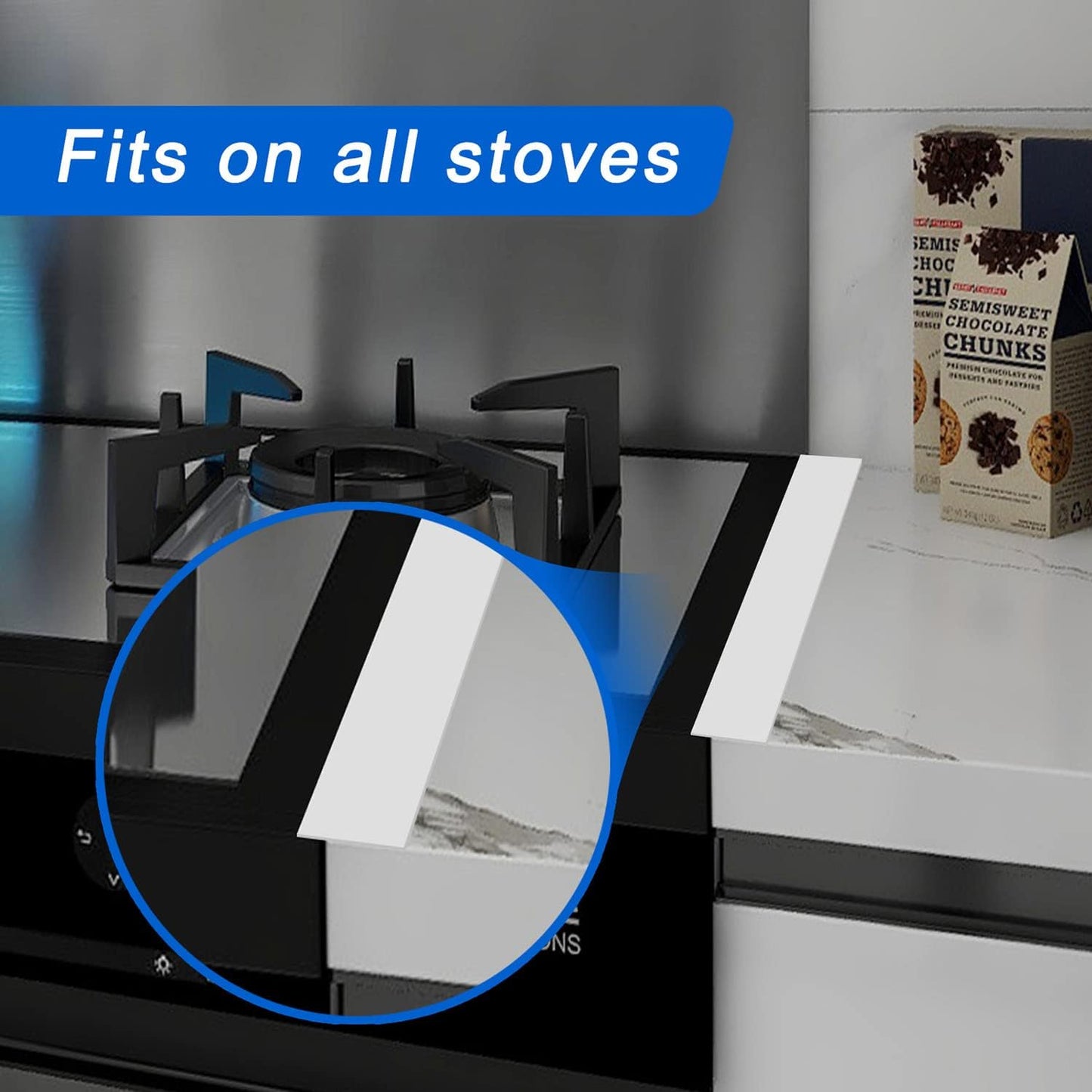 Silicone Stove Counter Gap Cover, 2 Pack 30 in Kitchen Gap Filler, White | 2.25 Inch Trim-To-Fit Silicone Strip For Countertop, Oven, Washer And Dryer; Heat Resistant, Easy Clean, Non-Slip