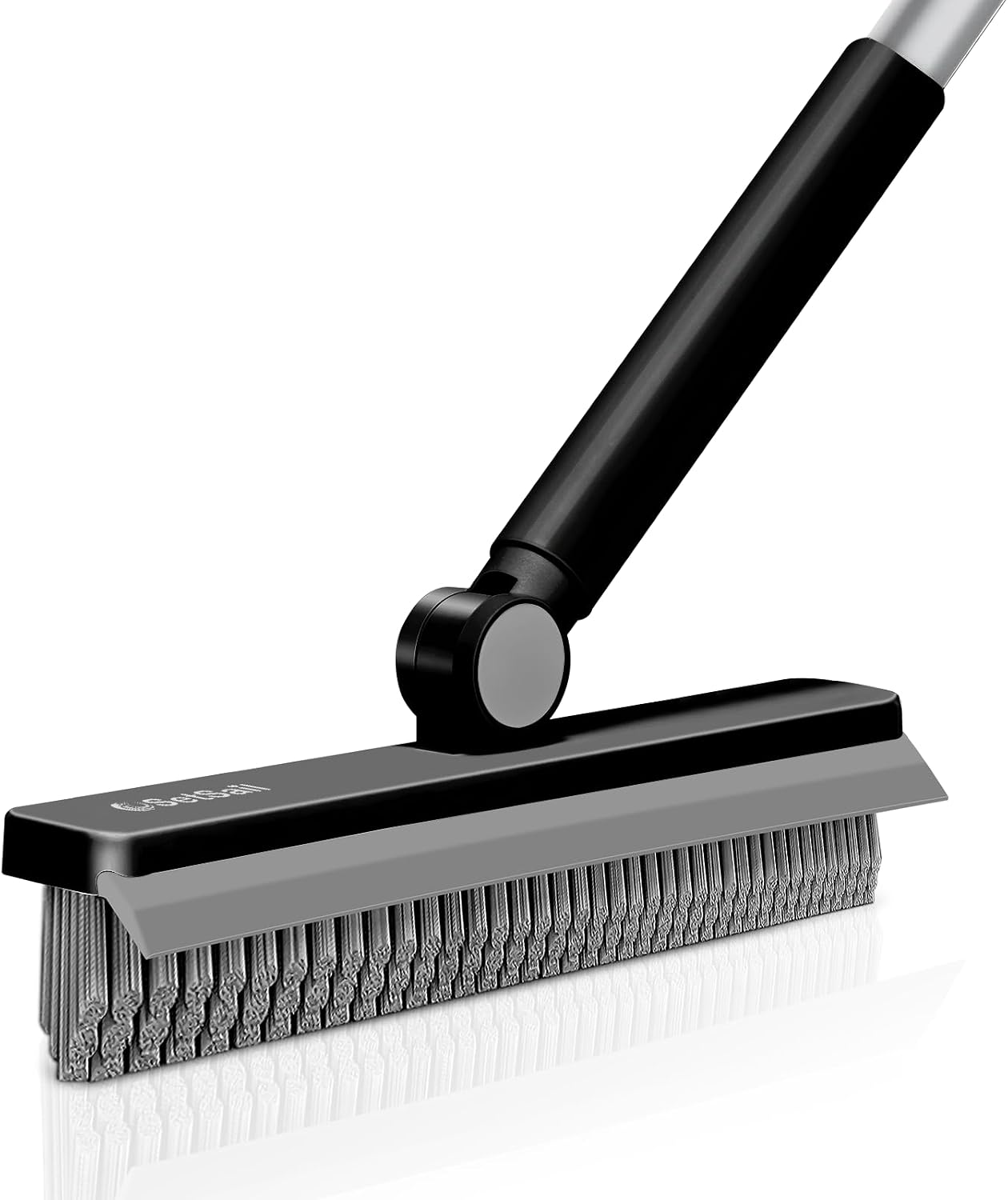 SetSail Grout Cleaner Brush with Long Handle, V-Shaped Floor Scrub Brush | Swivel Grout Brush Stiff Bristle Floor Grout Scrubber for Bathroom, Tile Line, Crevice, Kitchen, Wall, Deck, Garage