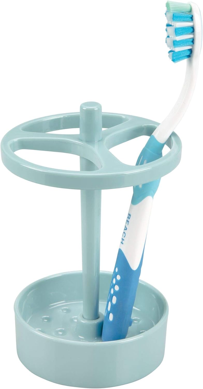 iDesign Toothbrush Holder, Clear | For Normal to Large Toothbrushes, Fits Spin Brushes, Holds Toothpaste