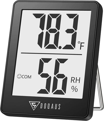 DOQAUS Digital Hygrometer Indoor Thermometer Humidity Meter, Black | Mini Room Thermometer, 5s Fast Refresh, Accurate Temperature and Humidity Monitor for House, Baby Room, Greenhouse, Incubator