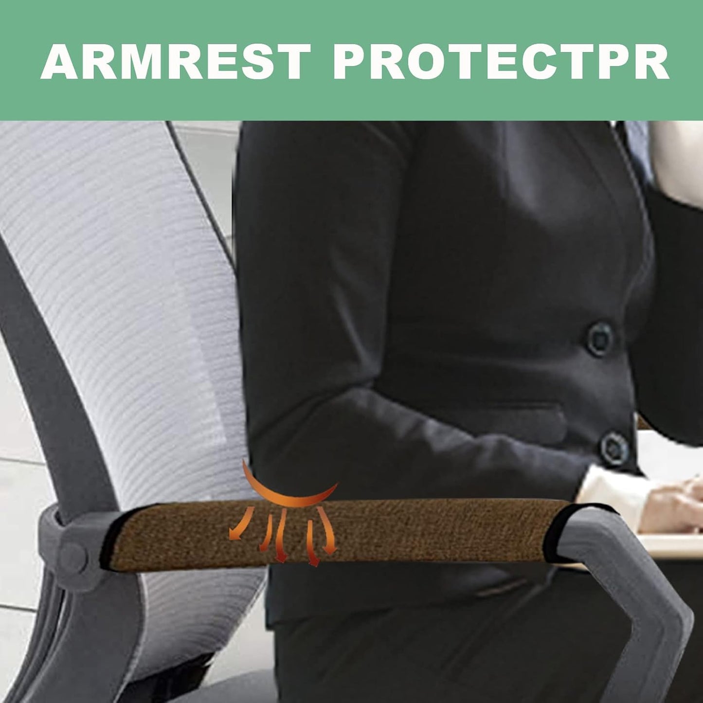Ntomtuex Linen Office Chair Arm Covers Computer Chair Armrest Pads Covers Adjustable Desk Chair Arm Wheelchair Armrest Protector, Set of 2, Brown