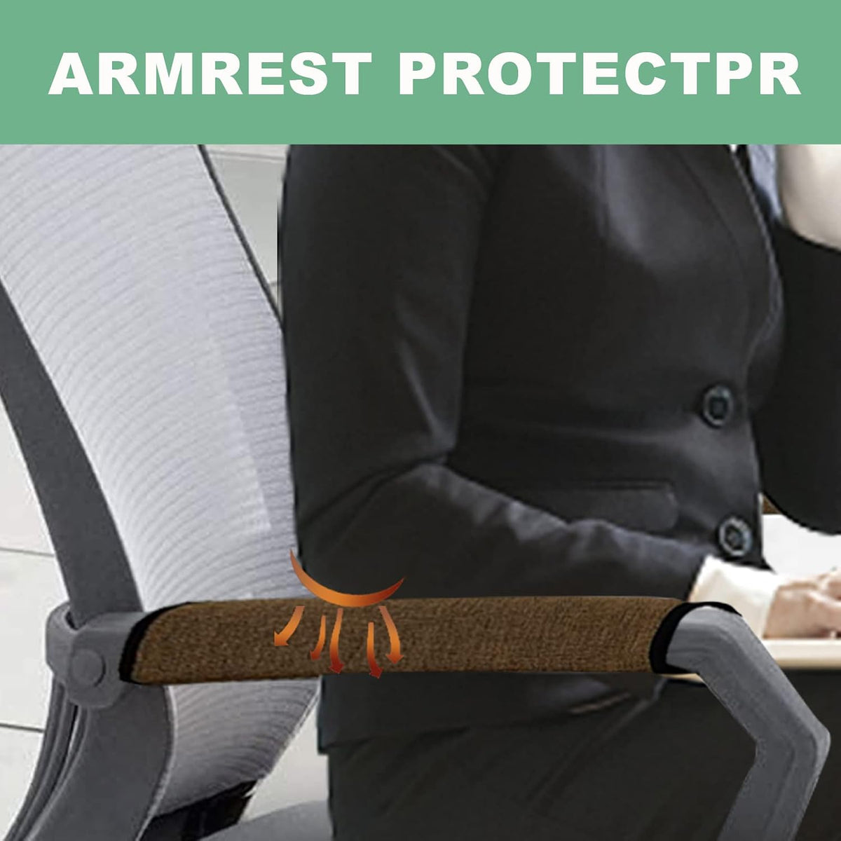 Ntomtuex Linen Office Chair Arm Covers Computer Chair Armrest Pads Covers Adjustable Desk Chair Arm Wheelchair Armrest Protector, Set of 2, Brown