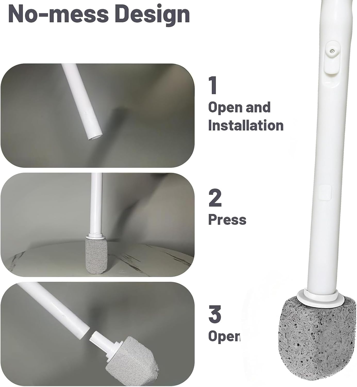 Convenient Pumice Stone Toilet Bowl Cleaner for Hard Water Ring & Stains | Removes hard water rings, calcium buildup & rust stains from toilet bowls without scratching porcelain.
