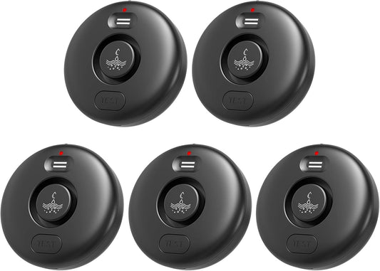 5 Pack Water Leak Alarm Detector, 120dB Loud Alert, IP66 Waterproof | Water Sensor, Sensitive Leak and Drip Alert, Easy Installation for Home, Basement Flood Prevention, Bathroom, Sink, Laundry