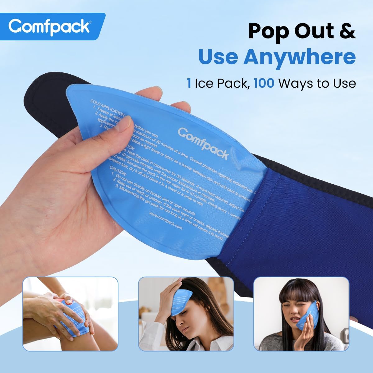 Comfpack Face Ice Pack Wrap for TMJ Relief with 4 Reusable Gel Packs | Hot Cold Therapy, Wisdom Teeth Ice Pack Head Wrap for Tooth Extraction & Teeth Removed, Oral Surgery, Cosmetic Injection