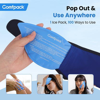 Comfpack Face Ice Pack Wrap for TMJ Relief with 4 Reusable Gel Packs | Hot Cold Therapy, Wisdom Teeth Ice Pack Head Wrap for Tooth Extraction & Teeth Removed, Oral Surgery, Cosmetic Injection