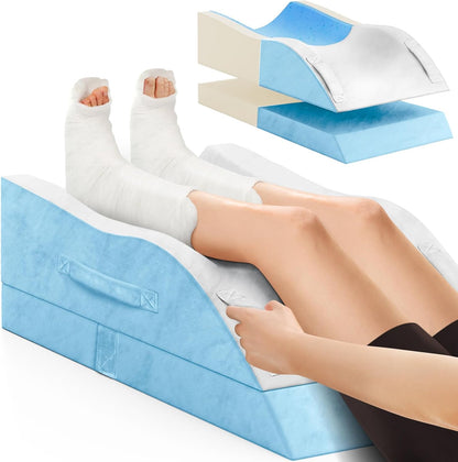 TranquilRelax Leg Elevation Pillow for After Surgery, Wedge Pillow, Grey | Single-leg design, adjustable height, U-shaped cradle, supportive memory foam, washable cover, leg elevation for swelling