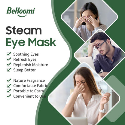 BeHoomi 20 Packs Steam Eye Mask, Heated Eye Mask Warm Compress for Eyes, Disposable Self Heating Steam Mask for Home, Sleep, Spa, Travel Essentials & Relaxation Gifts for Women (Unscented)