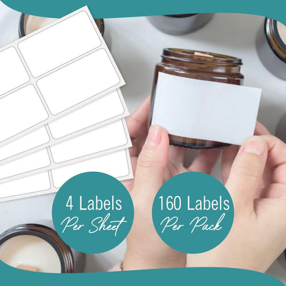 White Food Labels - 160 Removable Labels, 1.5 x 3-Inch