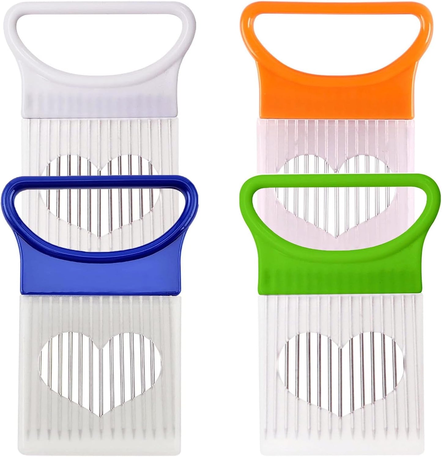 YVPSI 4pcs Onion Holder Slicer Stainless Steel Onion Slicer Tool for Lemon | Onion Cutter with Cover Vegetable Chopper Tomato Potato Onion Slicer Food Slicer Assistant Tool for Slicing Lemon Fruit Meat