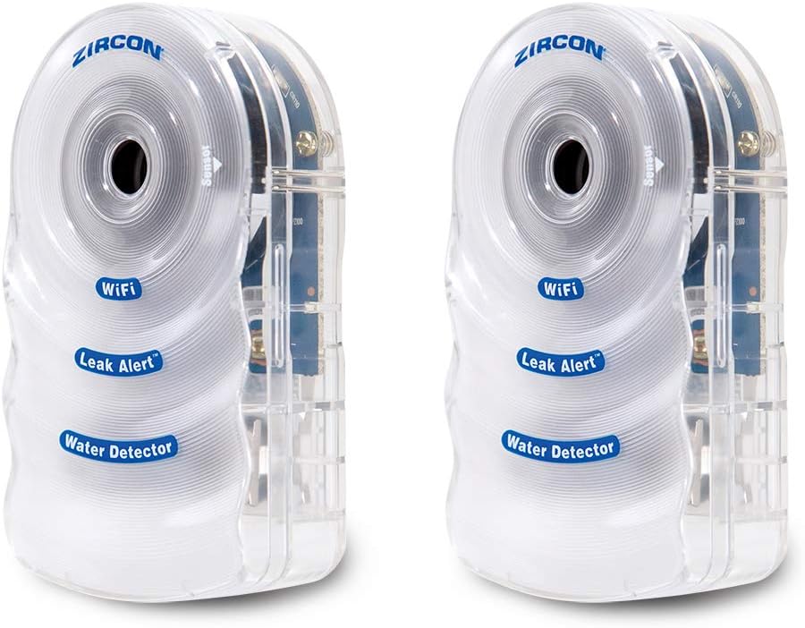 Zircon® Leak Alert™ WiFi Smart Water Leak Detector Alarm, Battery Included | No-hub WiFi detector provides email, audio and visual alerts with a 105 dB alarm; included battery supports setup