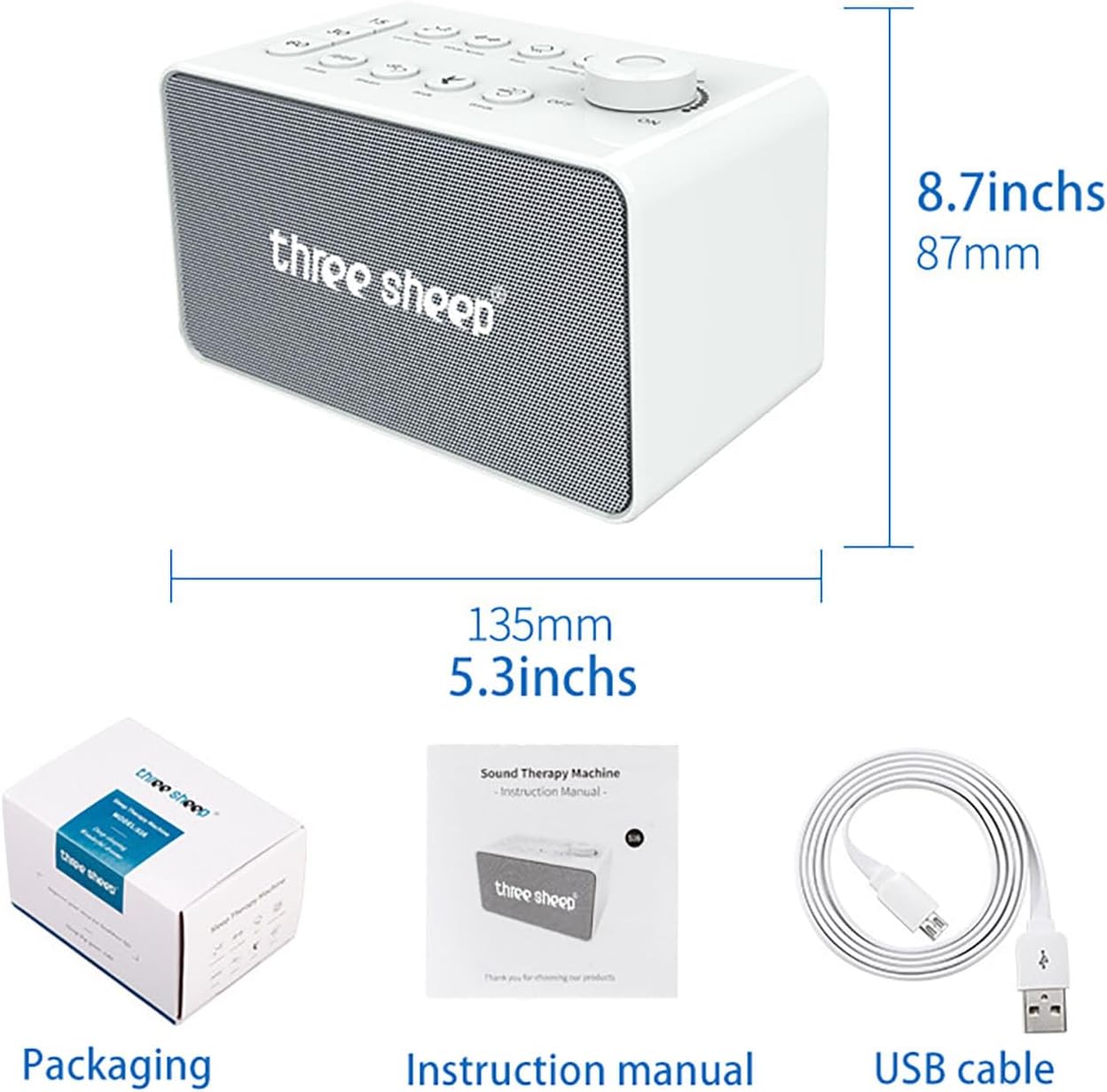 8 Sound White Noise Machine - Rain Sound Machine - Forest, Rain, Waves, Fireplace, Noise Machine for Sleeping Adults - Naturals Sounds for Baby Kids Sleeping Sound Machine