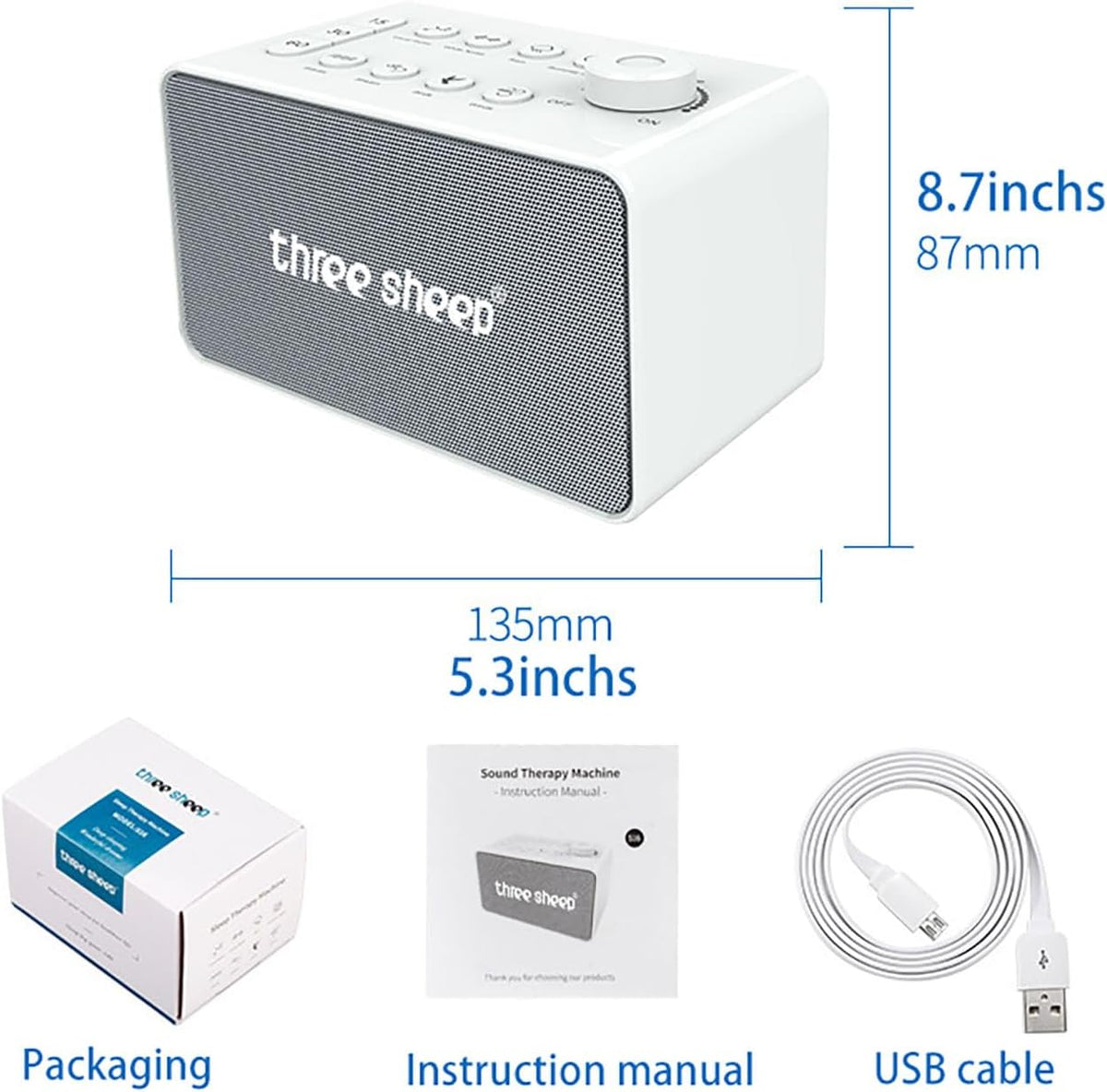 8 Sound White Noise Machine - Rain Sound Machine - Forest, Rain, Waves, Fireplace, Noise Machine for Sleeping Adults - Naturals Sounds for Baby Kids Sleeping Sound Machine