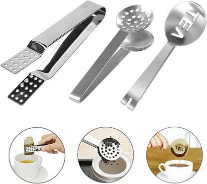 4 Pcs Stainless Steel Tea Bag Tongs Teabag Squeezer Strainer Holder Grip Metal Spoon Mini Sugar Clip Kitchen Bar Tools