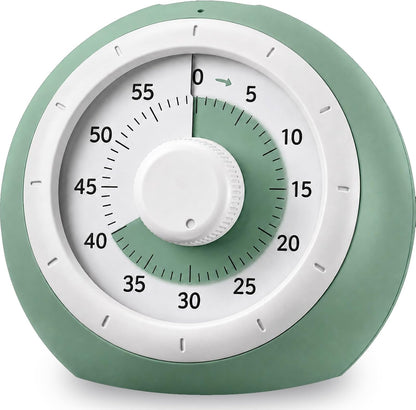 Visual Timer for Kids, 60-Minute Silent Countdown for Classroom | Home, Office, Kitchen, Rainbow Pattern Desk Timer, Time Management Tools with Silent Operation, Pomodoro Timer (Green)