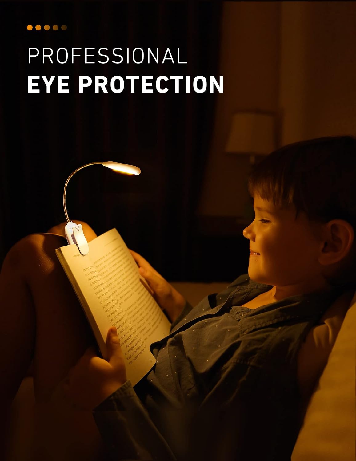 Monotremp Rechargeable Book Lights for Reading at Night, Clip-On 3 Colors | Eye-caring ultralight clip-on, stepless dimming, no flicker, amber mode, 80H runtime, 1.3oz, memory, gift for book lovers.