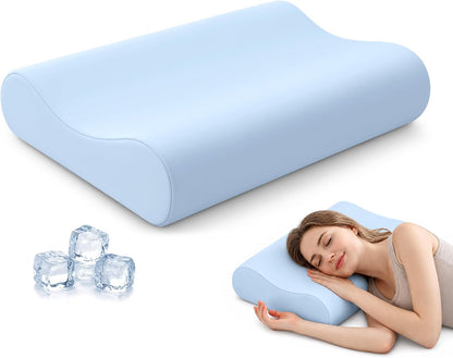 AM AEROMAX Contour Memory Foam Cervical Pillow for Neck Pain Relief, White