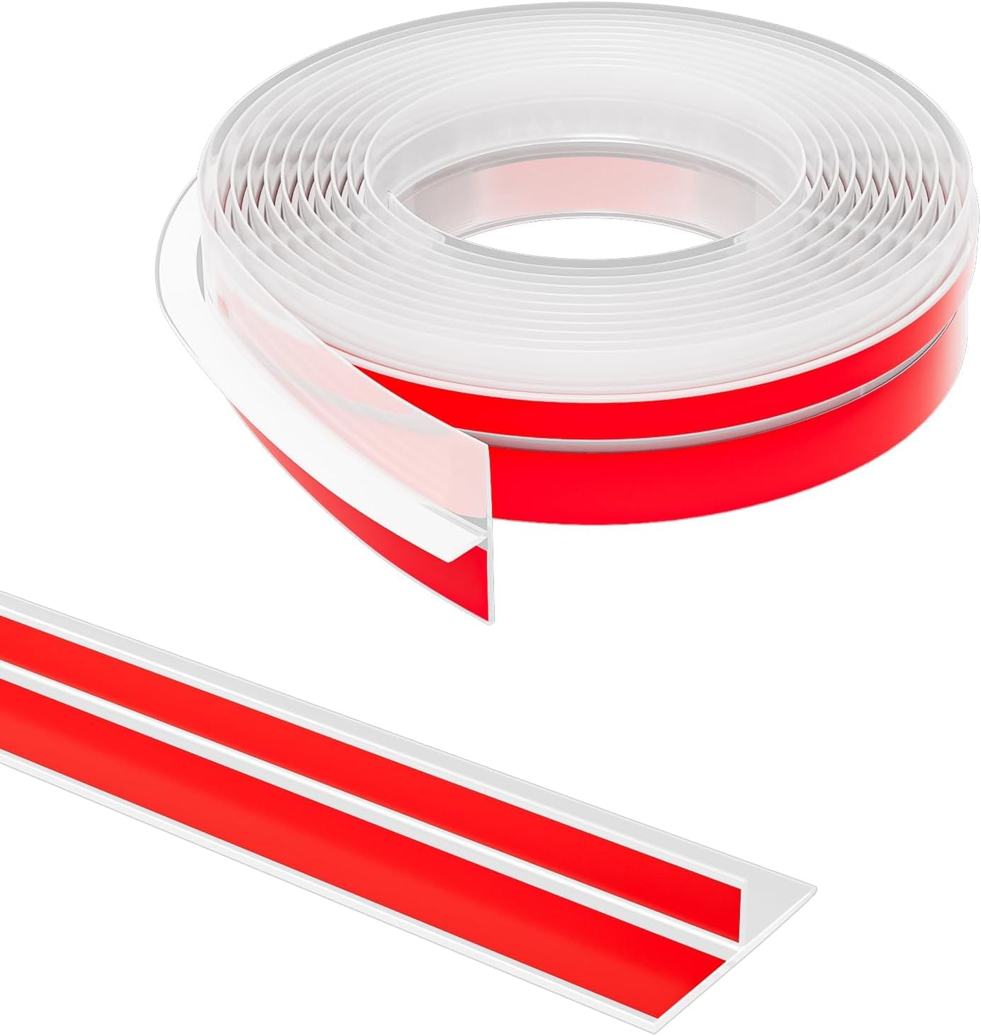 Elvone T-Shaped Weather Stripping Seal, Clear Silicone, 1.97 in x 20 ft | Flexible door seal strip covers door, window, and bathroom gaps; peel-and-stick design helps reduce drafts