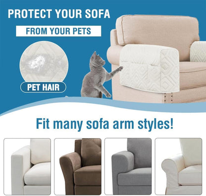 H.VERSAILTEX Water Resistant Armrest Covers for Sofa, 2 Pack, Ivory/Beige | Waterproof Armchair Caddy, Couch Arm Covers Remote Control Holder Sofa Armrest Organizer for Magazine, Tablet, Phone, iPad