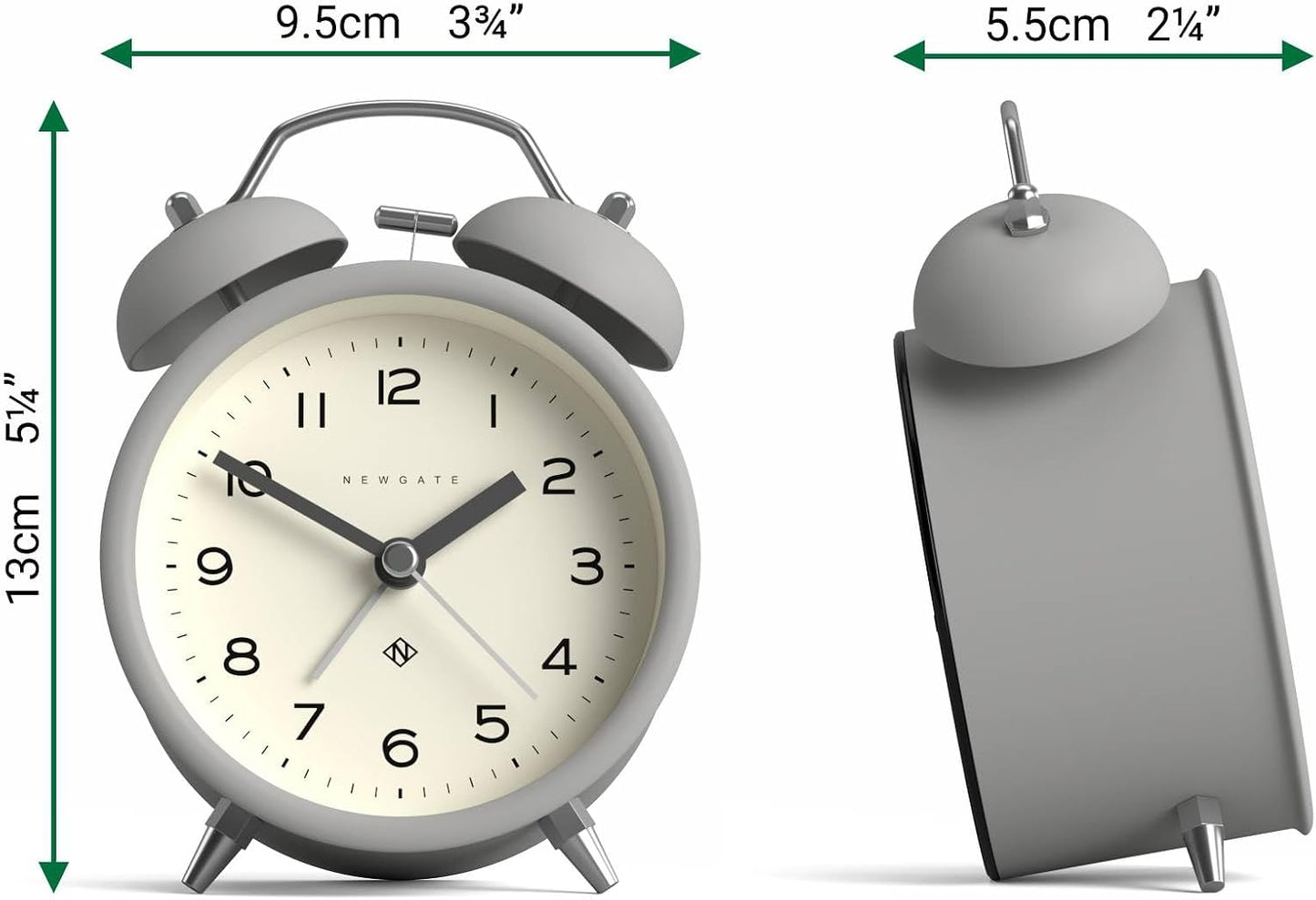 NEWGATE® Charlie Bell Echo Alarm Clock | Modern take on Classic Twin Bell Clock | Yellow | Easy to Read Numbers | Ideal for Bedside, Desk or Shelf | Modern Retro Bedroom & Office Accessory