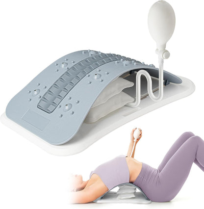Adjustable Back Stretcher for Lower Back Pain Relief | Lumbar Back Board, Back Cracking Device for Scoliosis, Spinal Decompression, Multi Level Back Massager for Posture Improve