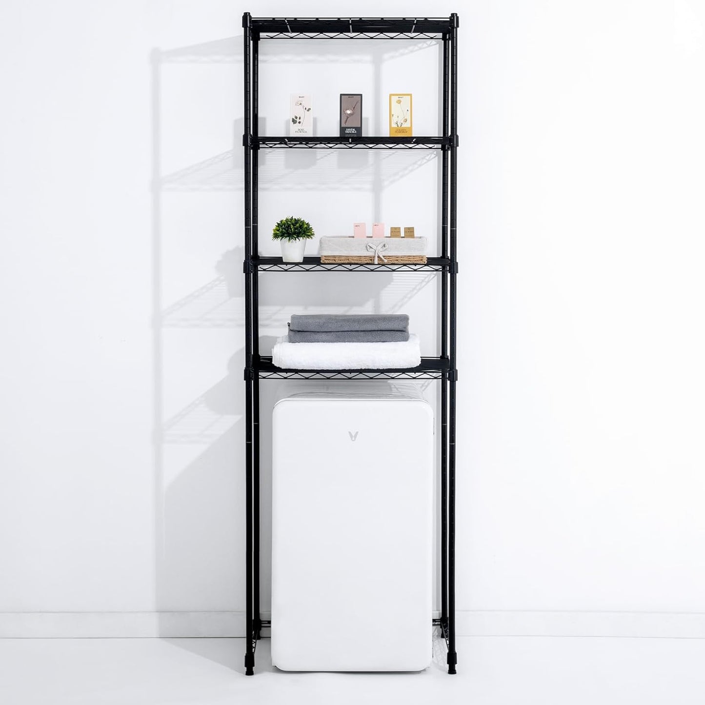 Zvyteay 4 Tier Mini Fridge Shelf Adjustable Height Storage Shelf Metal Storage Rack Mini Fridge and Microwave Stand for Dorm, Kitchen, Office, White