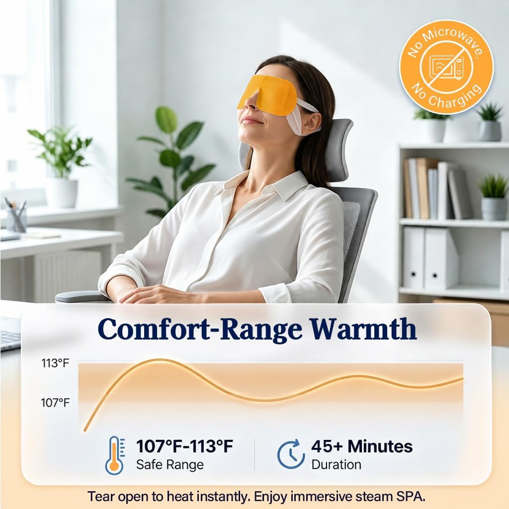 30 Pack Self-Heating Steam Eye Masks for Dry Eyes: Moist Heat Warm Compress