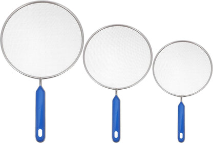 OUNONA 3pcs Splatter Screen for Frying Pan - 15.7" 17" 18.5" Stainless Steel Grease Splatter Guard - Cover Oil Splash When Sizzling Bacon, Cooking Fried Chicken Or Popcorn |