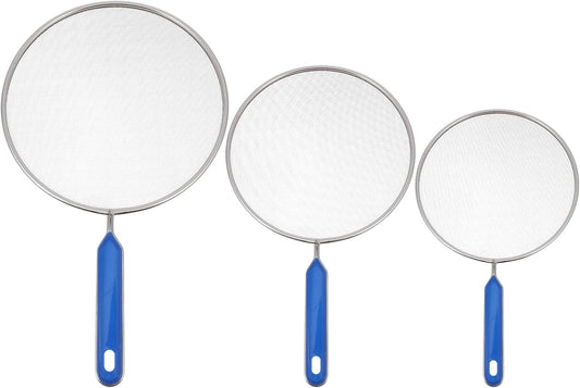 OUNONA 3pcs Splatter Screen for Frying Pan - 15.7" 17" 18.5" Stainless Steel Grease Splatter Guard - Cover Oil Splash When Sizzling Bacon, Cooking Fried Chicken Or Popcorn |
