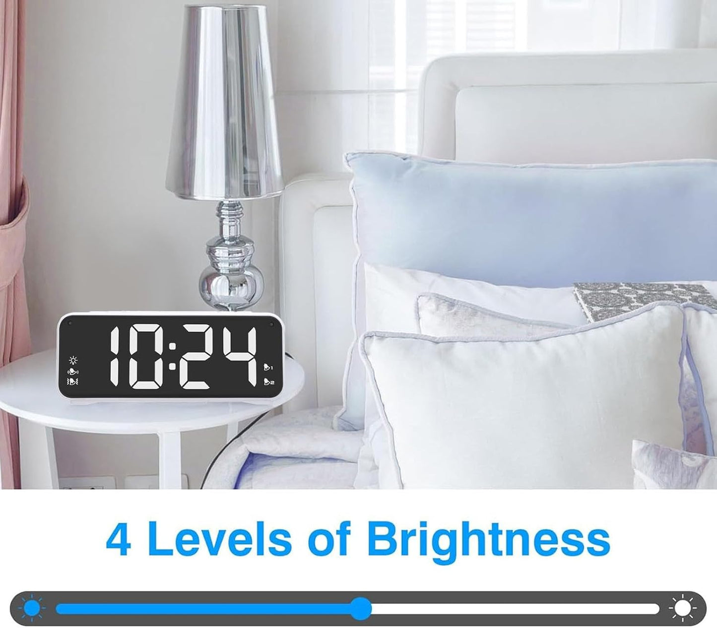 LoudVibrating Alarm Clock for Heavy Sleepers, Alarm Clock with Bed Shaker, Large LED Digital Display AlarmClock with Corded Vibrator for Hearing Impaired Deaf Teens