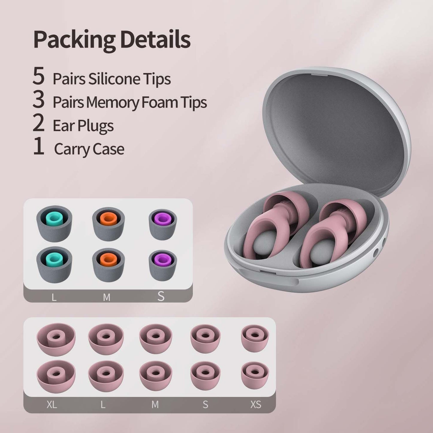 Ear Plugs for Sleeping, 25-29dB Soft Silicone Ear Plugs for Side Sleepers | Silicone Ear Plugs for Sleeping,Reusable Ear plugs with 16 Soft Tips,Noise Cancelling Sleep Earplugs for Snoring