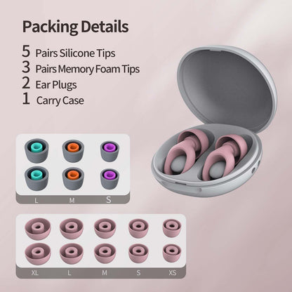 Ear Plugs for Sleeping, 25-29dB Soft Silicone Ear Plugs for Side Sleepers | Silicone Ear Plugs for Sleeping,Reusable Ear plugs with 16 Soft Tips,Noise Cancelling Sleep Earplugs for Snoring