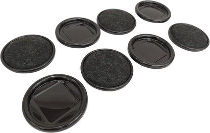 Tech Team #00933 3" Steel Furniture Caster Cups with Carpet Bottom, Heavy-Duty Floor Protectors for Hardwood, Tile, Vinyl & Carpet, Beds, Sofas & Tables, 8-Piece Set