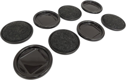 Tech Team #00933 3" Steel Furniture Caster Cups with Carpet Bottom, Heavy-Duty Floor Protectors for Hardwood, Tile, Vinyl & Carpet, Beds, Sofas & Tables, 8-Piece Set