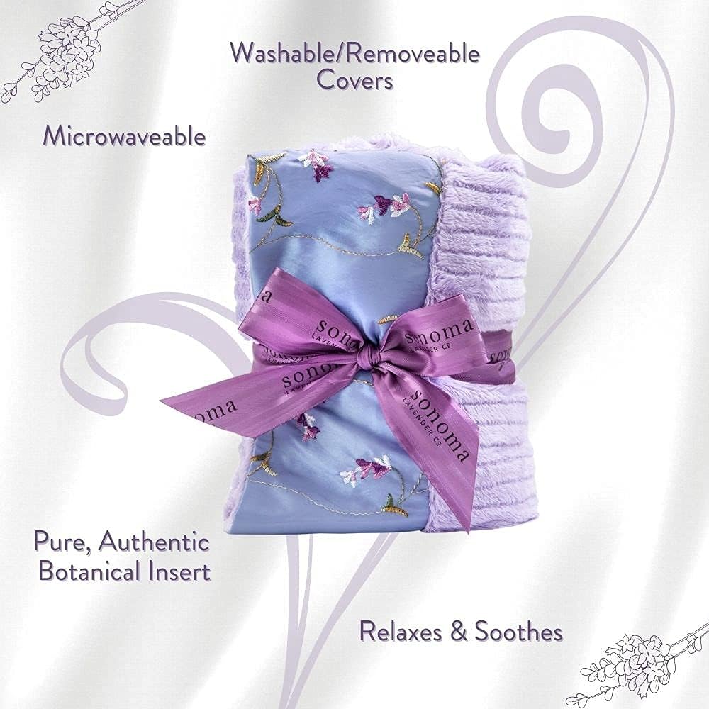 Sonoma Lavender Spa Heat Wrap for Neck, Shoulders and Lower Back, Microwaveable Lavender Aromatherapy Heating Pad, Removable and Washable Covers, Stress and Pain Relief (9" x 26", Lilac Dot)