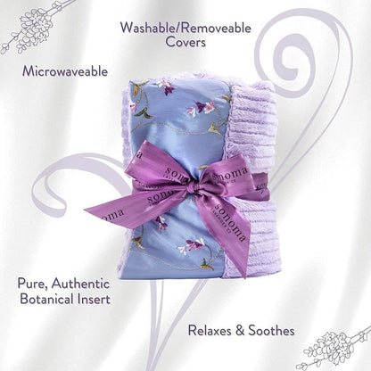 Sonoma Lavender Spa Heat Wrap for Neck, Shoulders and Lower Back, Microwaveable Lavender Aromatherapy Heating Pad, Removable and Washable Covers, Stress and Pain Relief (9" x 26", Lilac Dot)