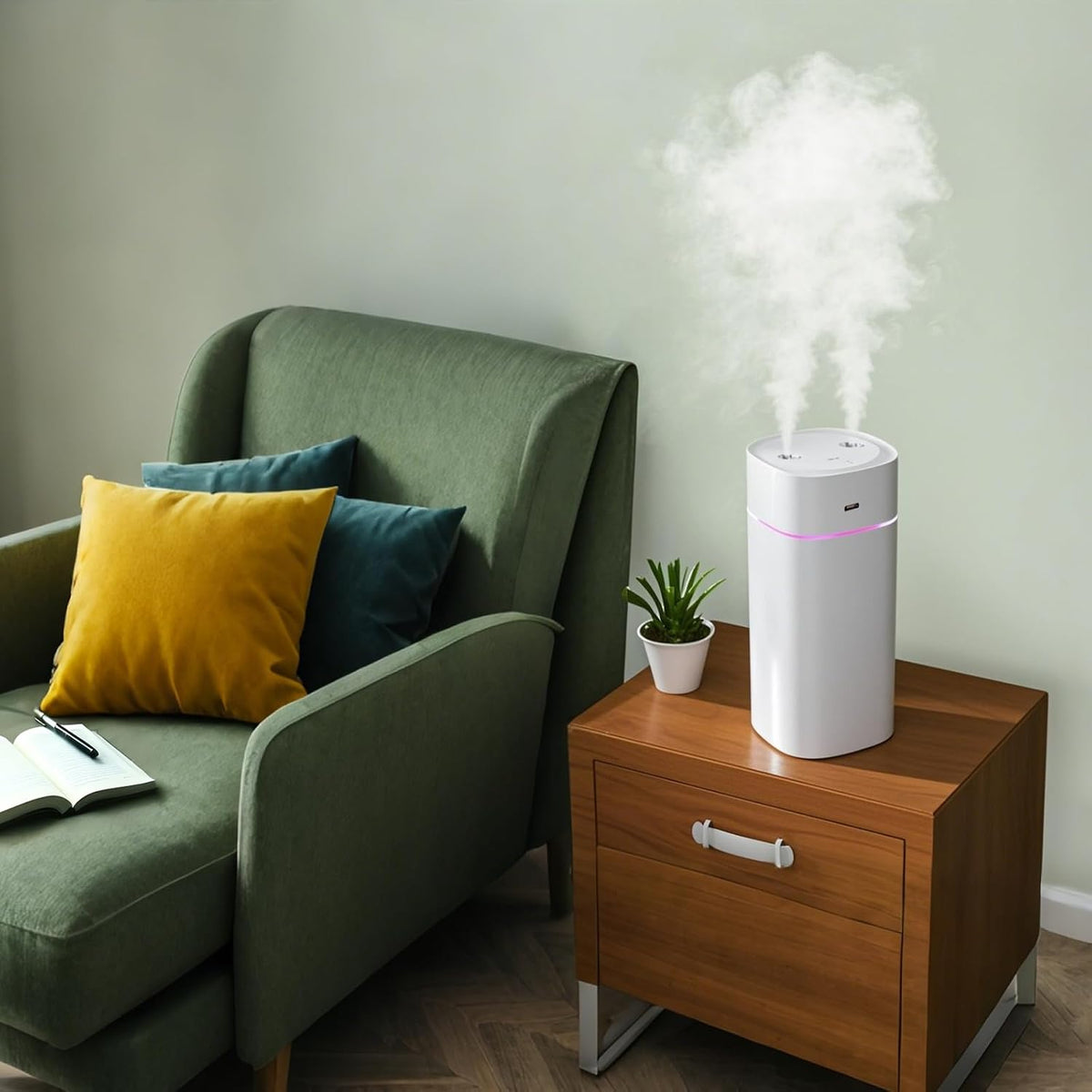 JORMEY Mini Portable Humidifiers-Quiet Cool Mist Humidifier with Soft LED Ring, 600ml Desktop Humidifier, Easy to Fill and Clean for Home, Office or Bedroom, Compact & Stylish