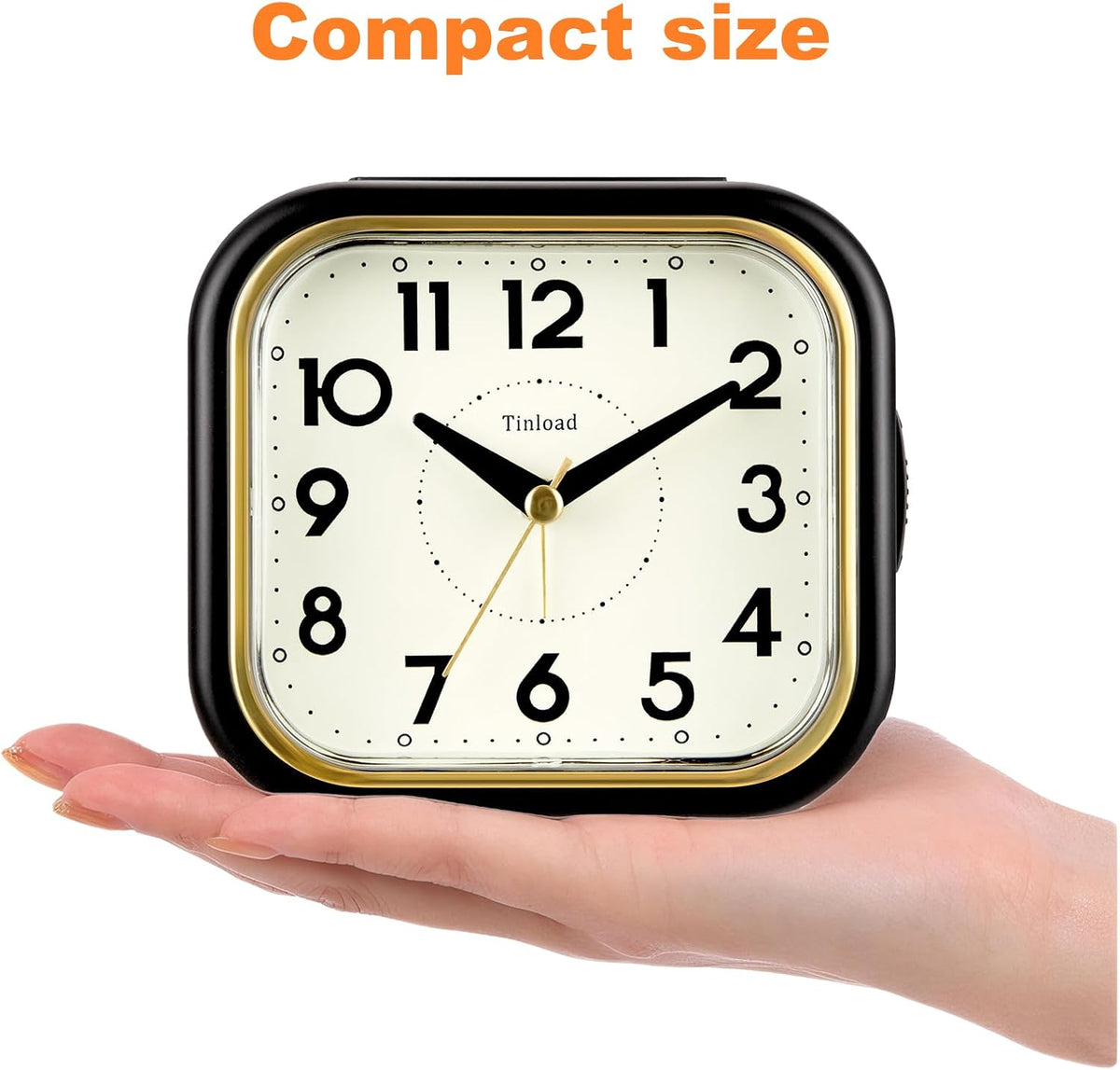Tinload 4.3" Vintage Retro Analog Alarm Clock, Super Silent Non Ticking Clock with Manual Light, Snooze, Battery Operated, Simply Design, for Living Room, Bedroom, Bedside, Desk(Blue-V2)