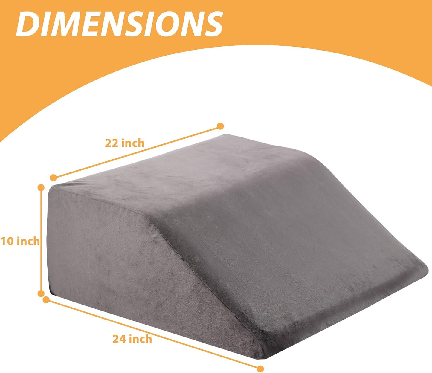 Bedluxe Leg Pillow Elevation Blood Circulation, Wedge Pillow for Legs Swelling, Leg Elevating Wedge Pillow for After Surgery, Foot Knee Pillow for Leg Rest, Sleeping, Memory Foam Top, 8in, White/Grey