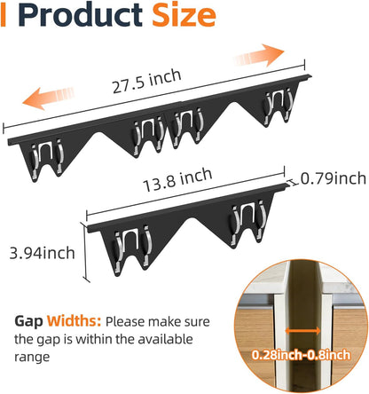 Stove Gap Covers with Spring Clip,2 PCS Stainless Steel Oven Gap Filler | Adjustable Length 13.8"-27.5",Heat Resistant, Easy to Clean